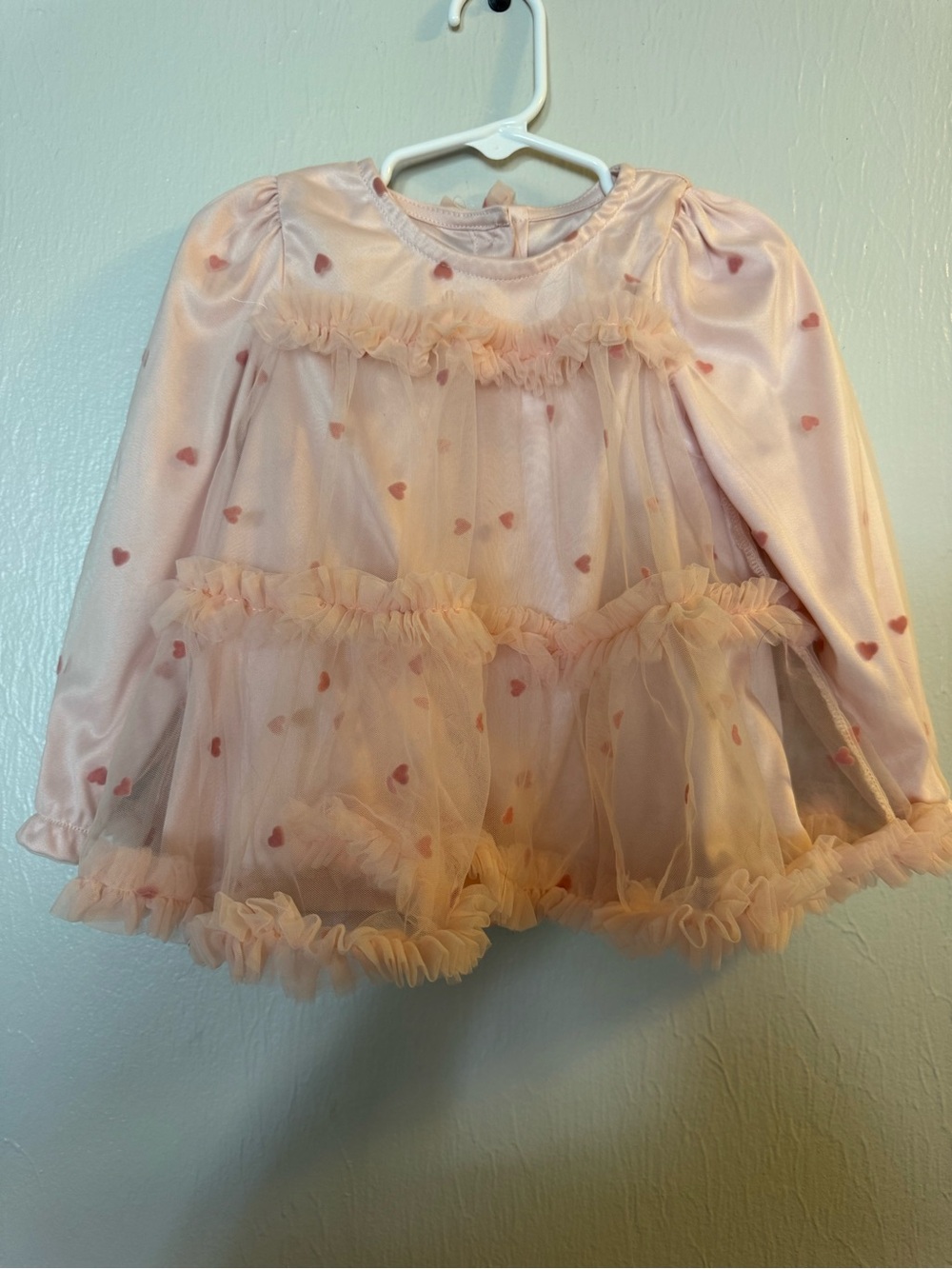 Pink Heart Tulle Tiered Toddler Dress Top